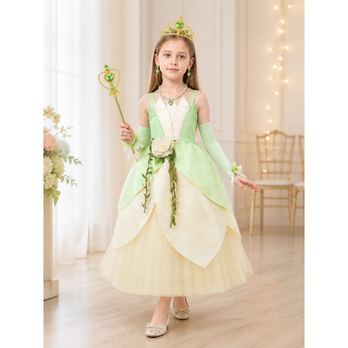 Princess Costume in Green and Cream Tones lifestyle view