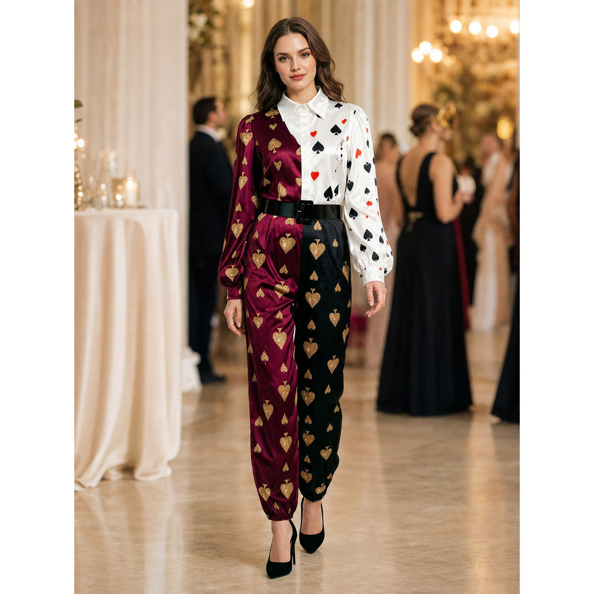 Cosplay Jumpsuit with Playing Card Suits