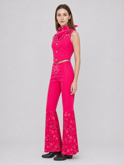 Barbie-style cosplay set consisting of two pieces: a sleeveless cropped top and