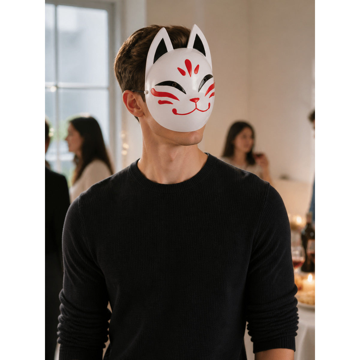 Fox Carnival Mask with Ears for Halloween lifestyle view