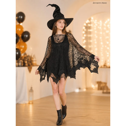 Black Witch Costume for Halloween and Cosplay lifestyle view