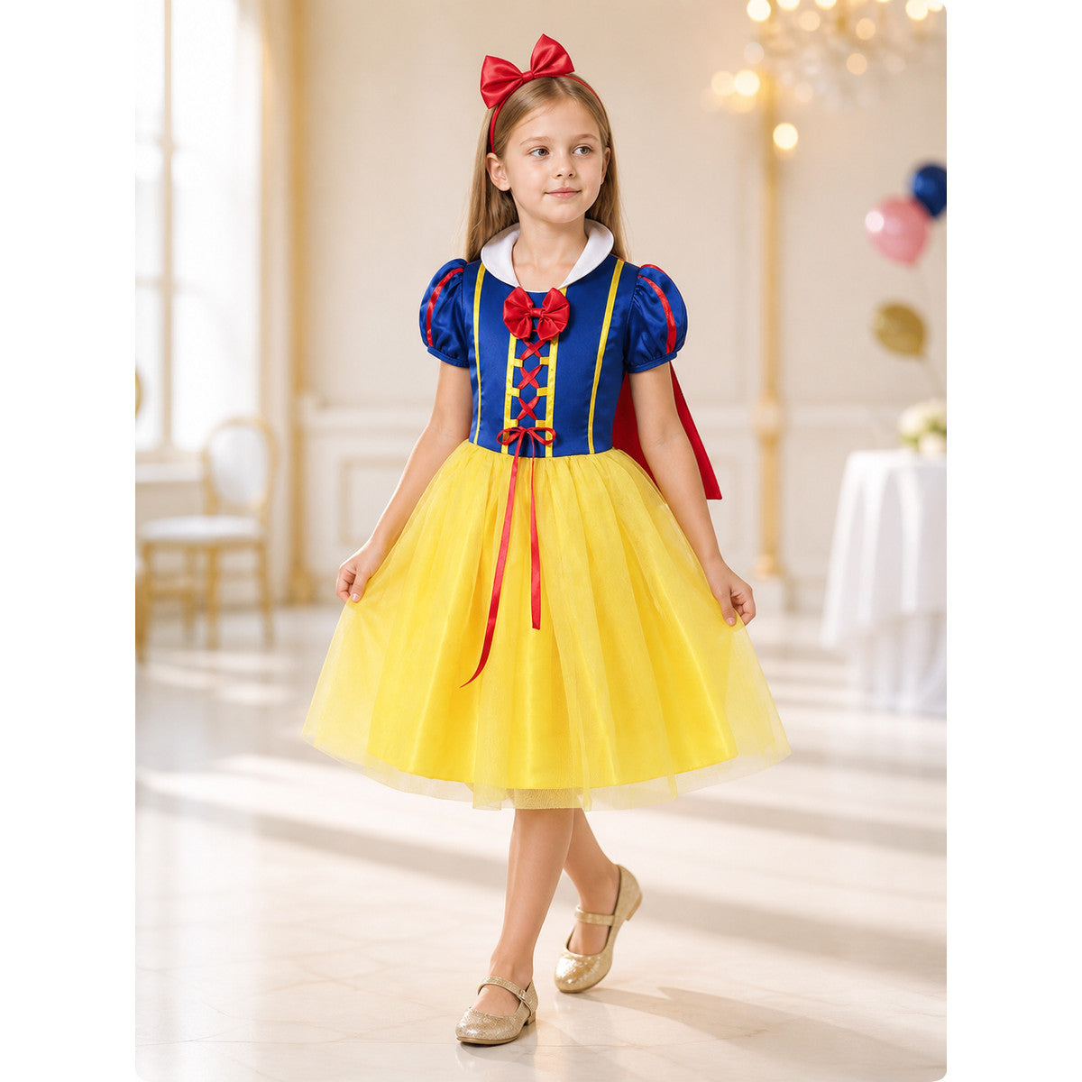 Princess Costume with Red Cape and Bow lifestyle view