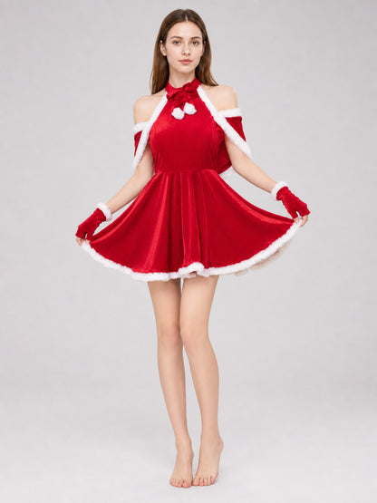 New Year's costume: red dress with cape and bow Costume Dresses detail