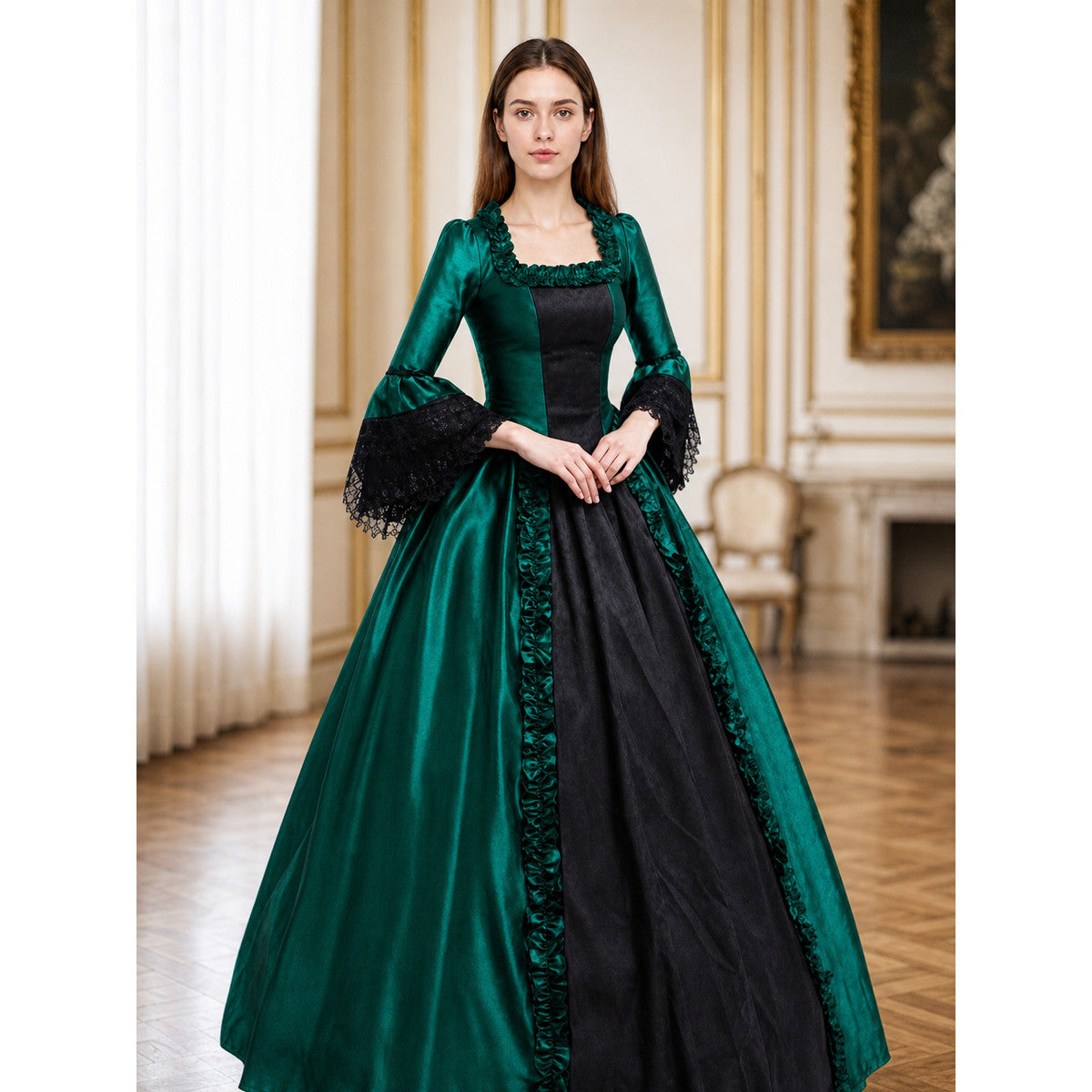 Gothic Victorian Dress with Wide Sleeves lifestyle view
