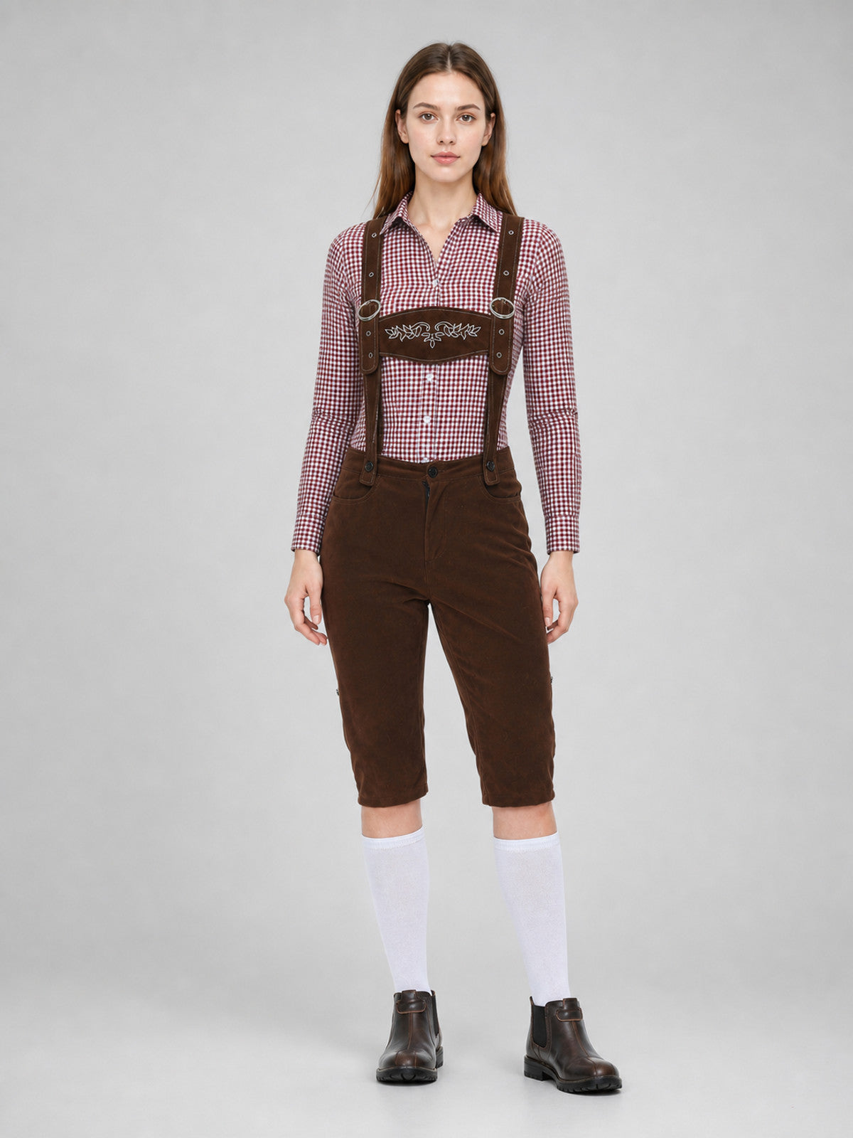 Historical Costume with Suspenders, Shirt, and Hat Costume Headwear detail