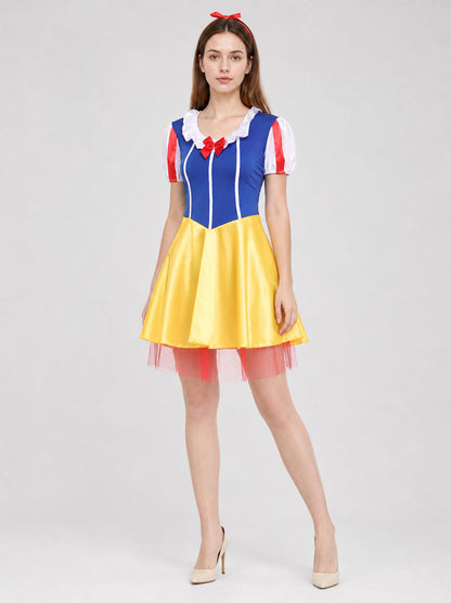 Snow White Cosplay Costume, Bow-Accent Dress
