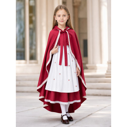Long Red Hooded Costume Cape lifestyle