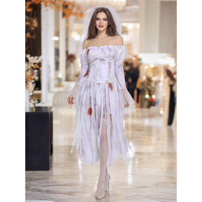 Gothic vampire-themed costume with veil lifestyle view