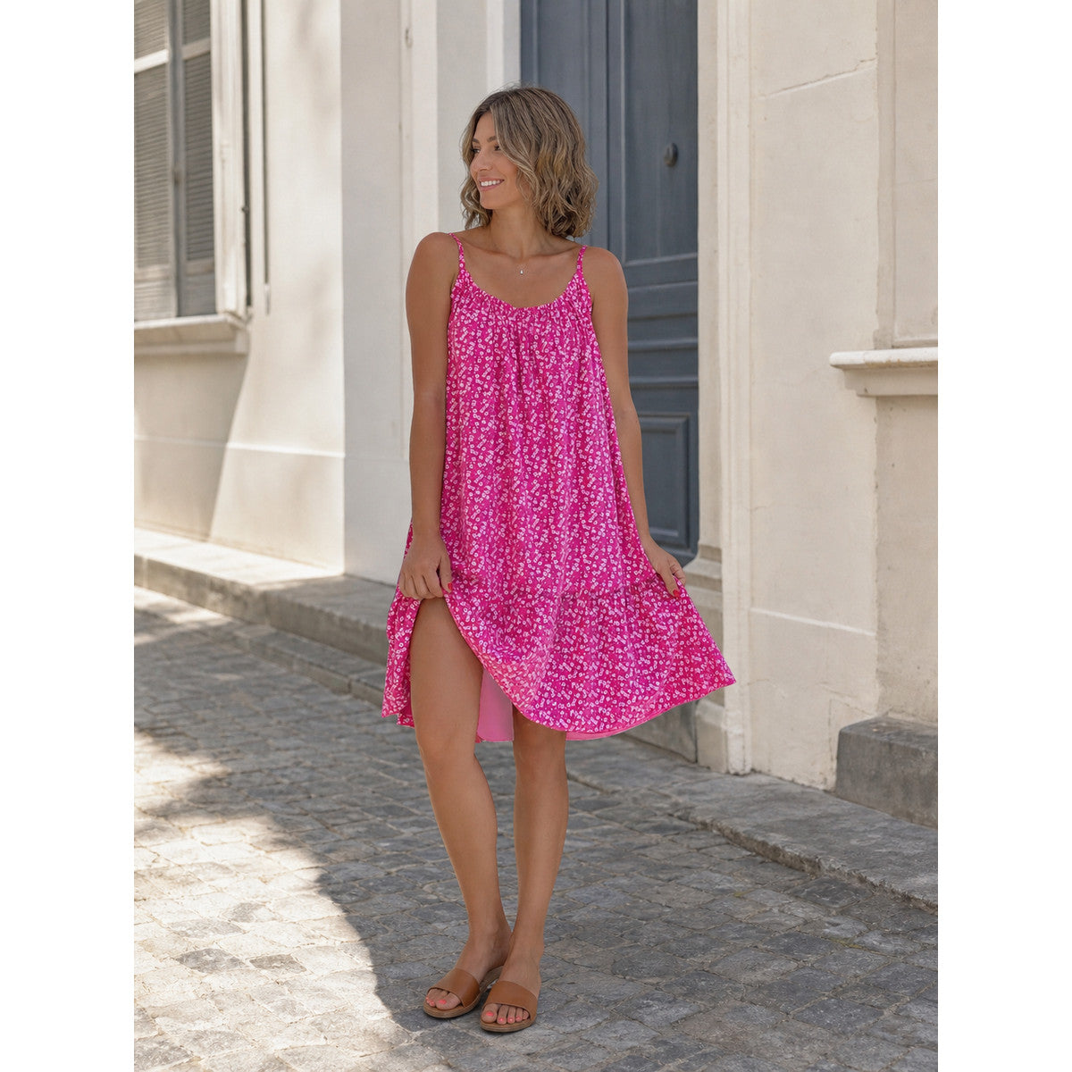 Women's Loose-Fit Dress with Small Floral Print