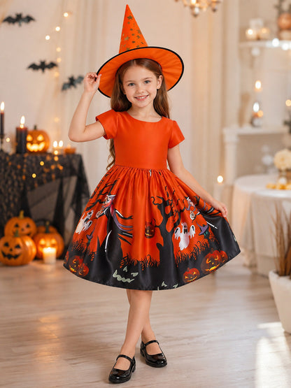 Children's Halloween Party Dress with Hat lifestyle view