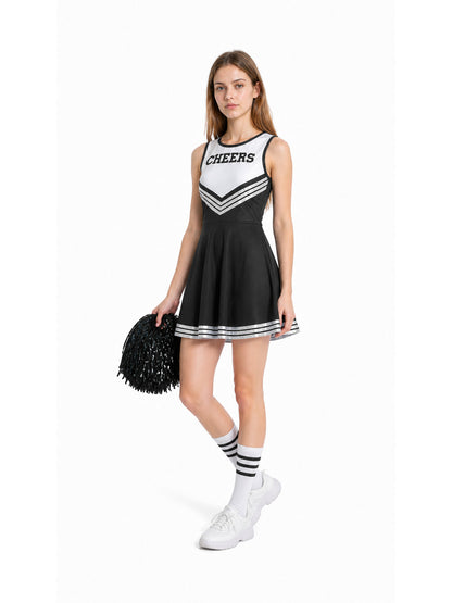 Sleeveless Cheerleading Dress with White Stripes Costume Dresses detail