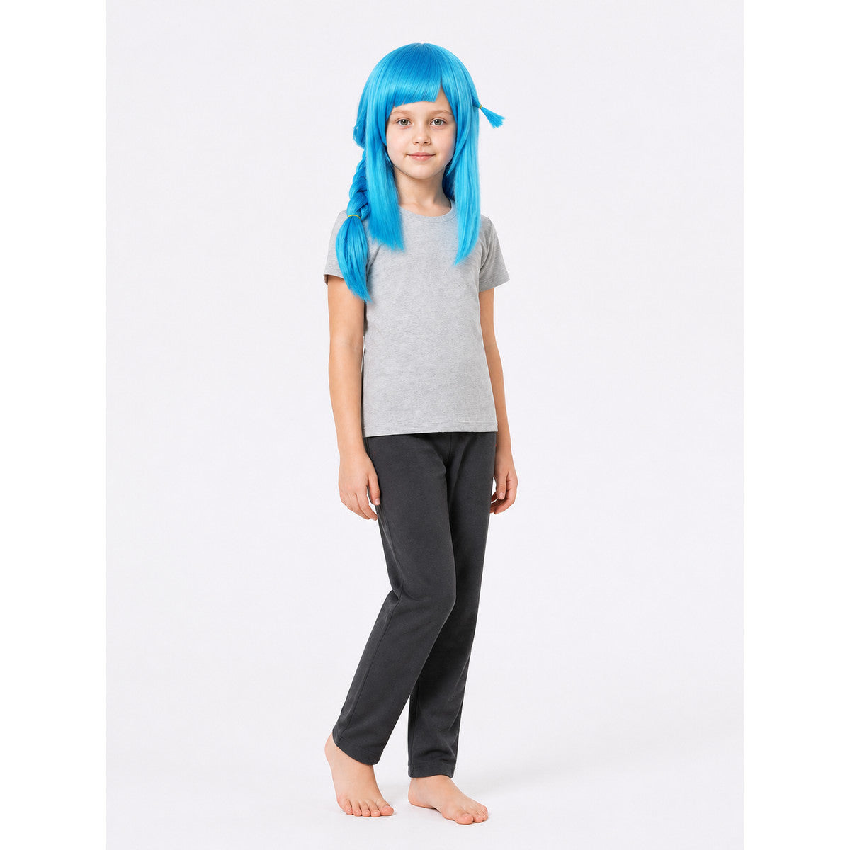 Blue Long Jinx Wig with Braids and Bangs