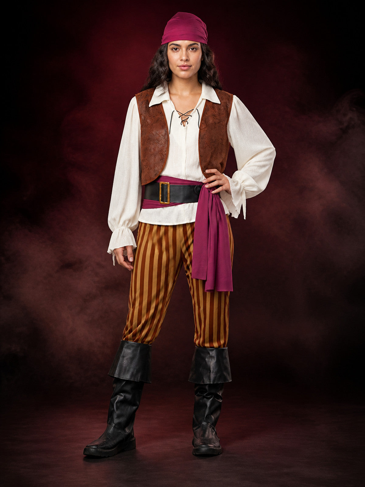 6-Piece Retro Pirate Costume for Halloween and Cosplay main product view