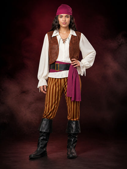 6-Piece Retro Pirate Costume for Halloween and Cosplay main product view