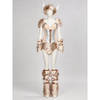Historical Viking Costume with Horned Headwear