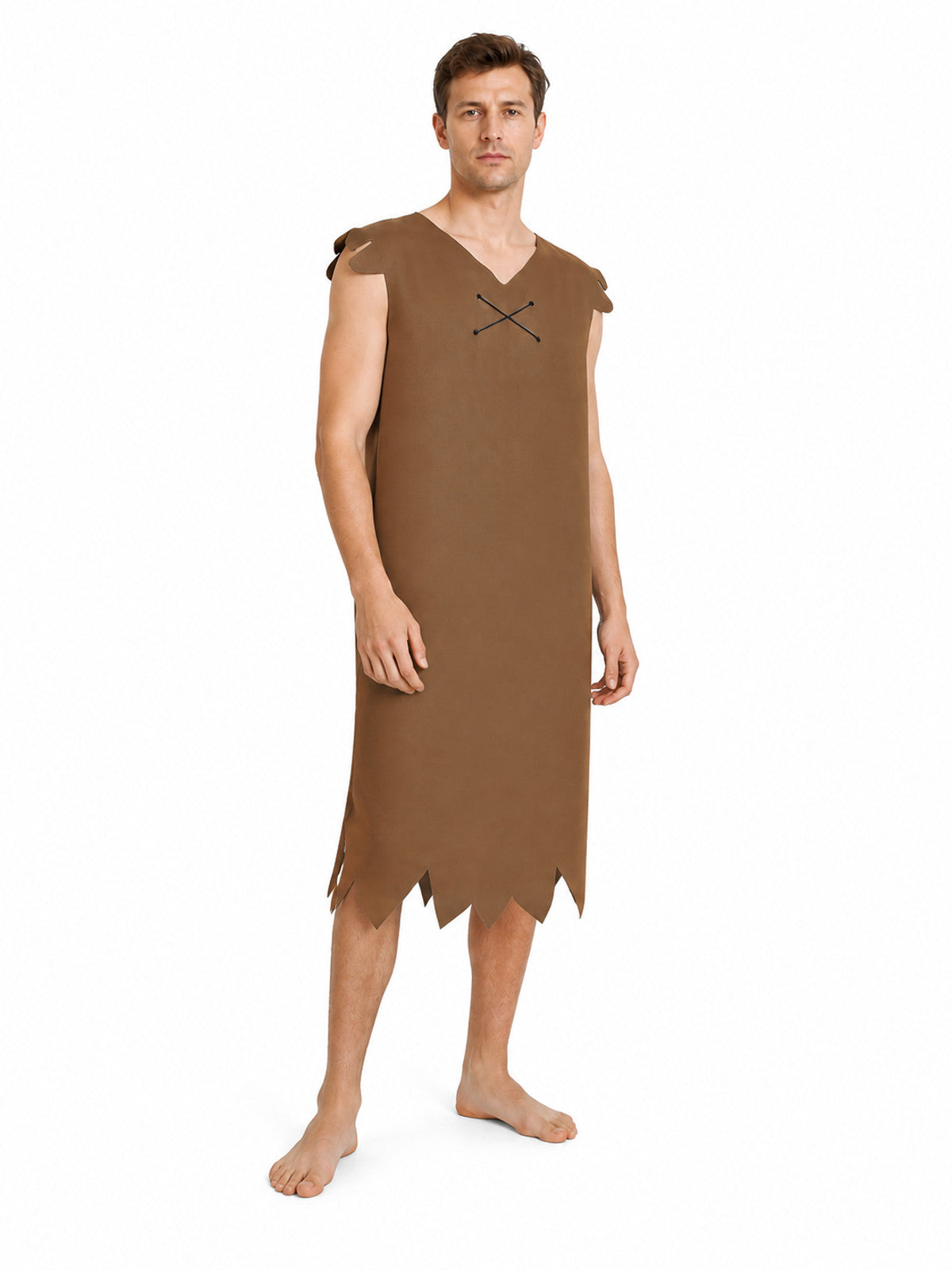 Brown Caveman Costume with a Jagged Hem Costumes detail