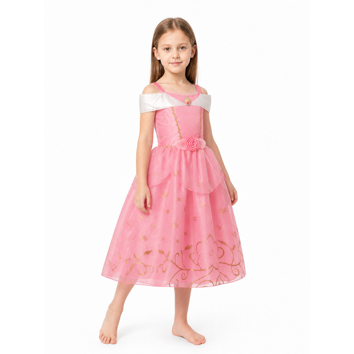 Pink Princess Dress with Gold Stars Costume Dresses detail