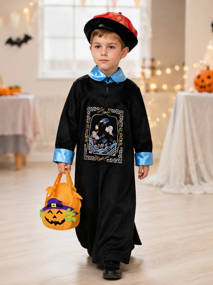 Children's Zombie Costume with Hat and Pumpkin Bag lifestyle view