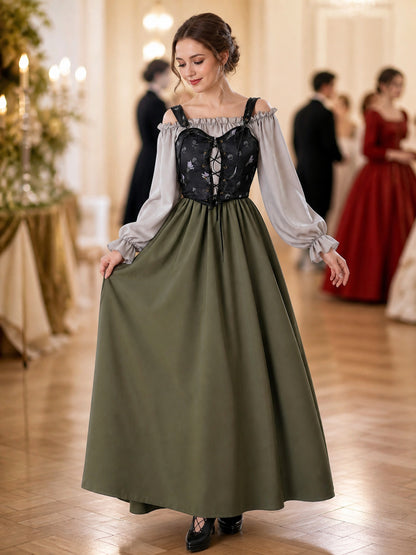 Medieval Dress with Vest Bodice and Ruffles lifestyle view