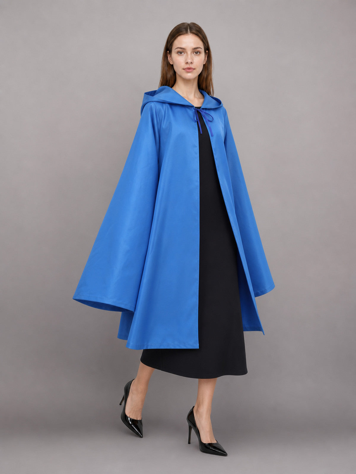 Long Blue Hooded Carnival Cloak