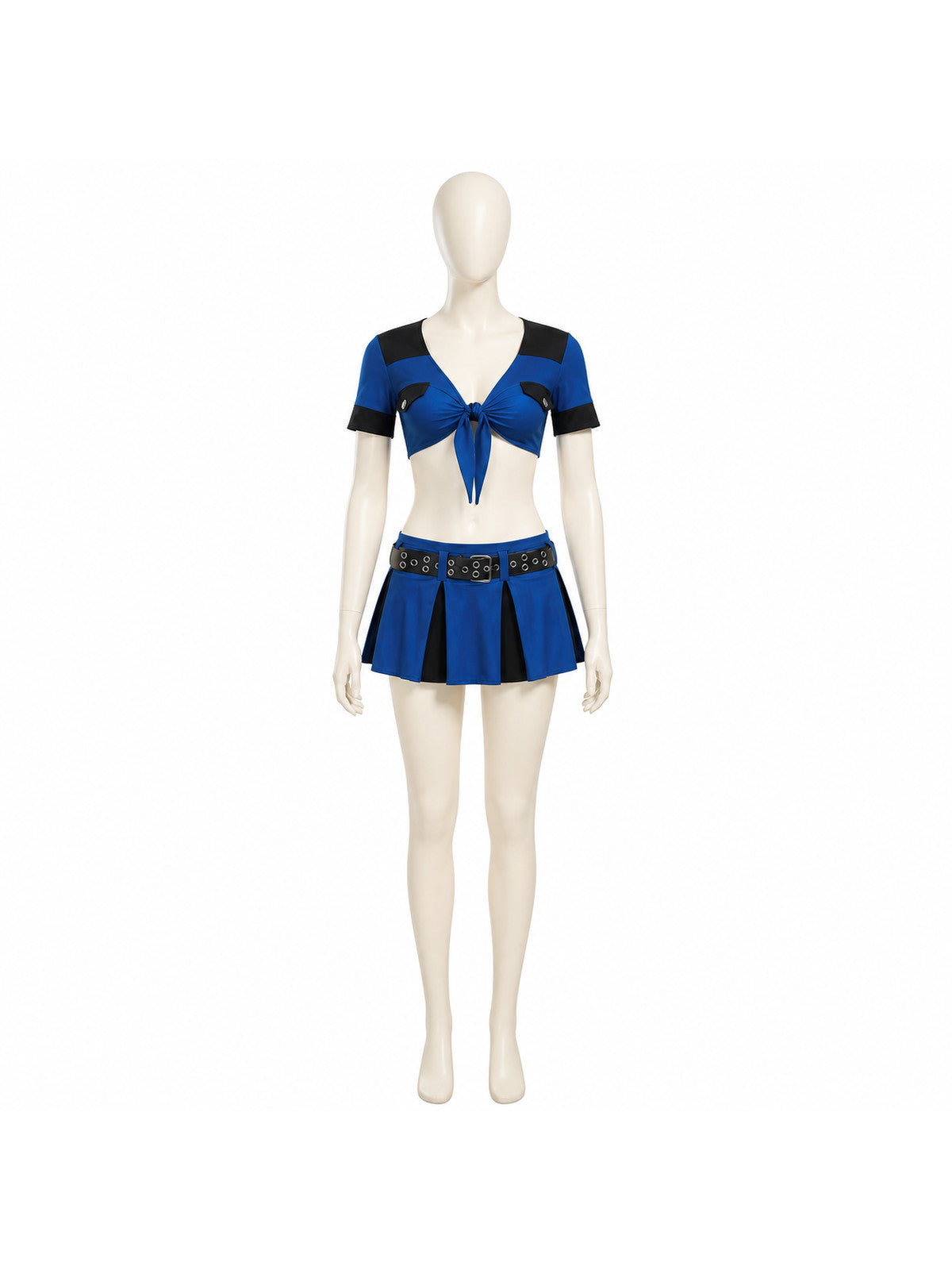 Short Police Costume with Skirt, Blue and Black Costumes detail