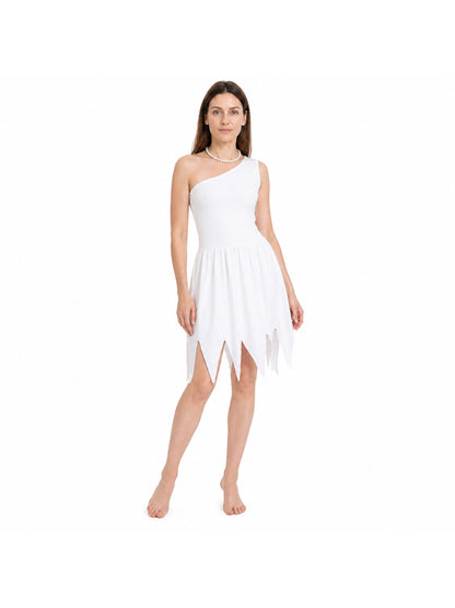 White Asymmetrical Wilma Cosplay Dress