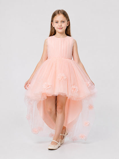 Sleeveless Children's Tutu Dress with Flowers and a Train Costume Dresses detail