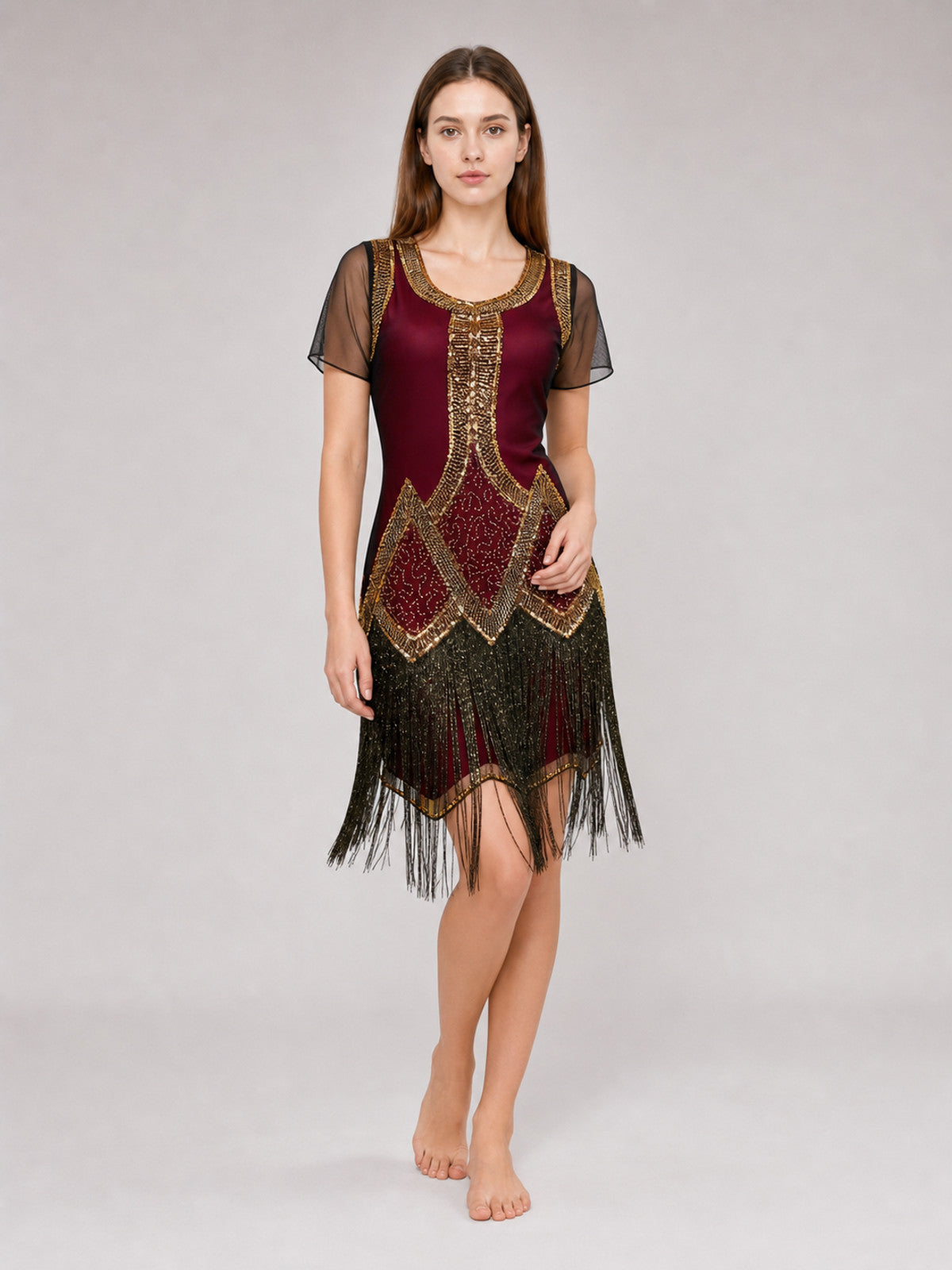 Gatsby-Style Dress with Fringe and Sequins Costume Dresses detail