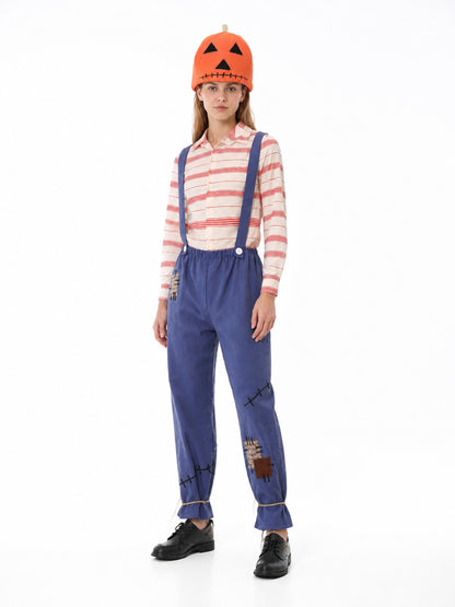 Scarecrow Costume with Pumpkin Headpiece Costume Headwear detail