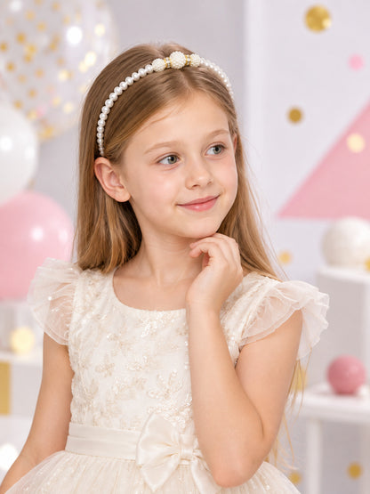 White Pearl Braided Kids Hair Headband