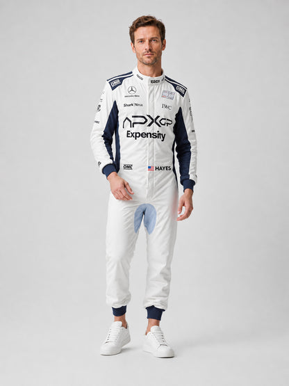 White and Navy Blue Racing Jumpsuit for Cosplay, Costume