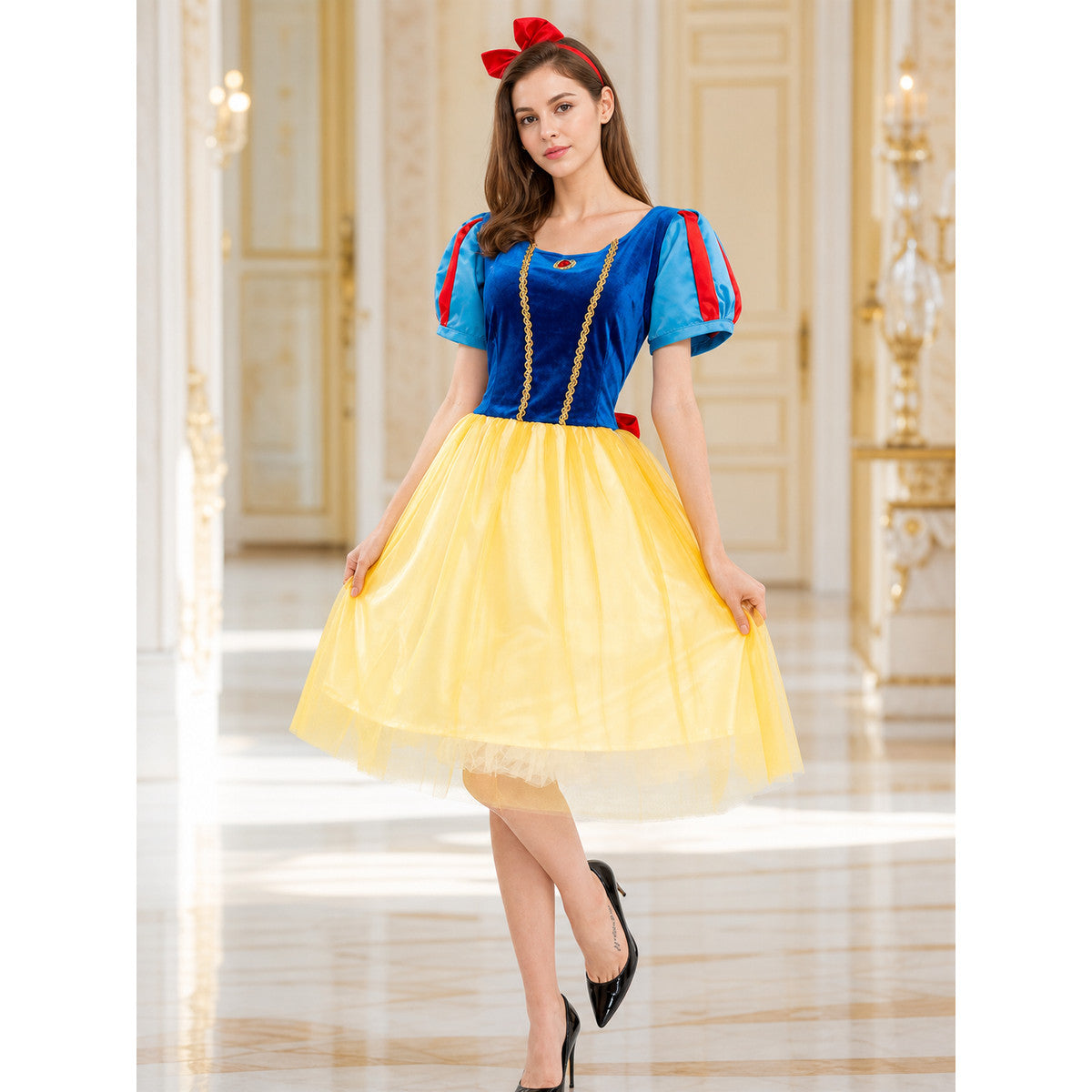 Snow White Costume Dress with Cape and Headband