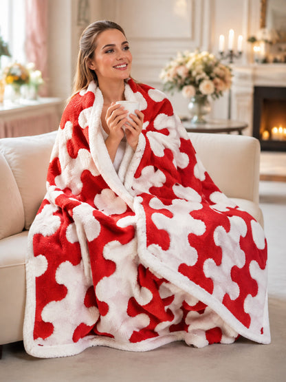 Reversible Dog Blanket, Red and White lifestyle view
