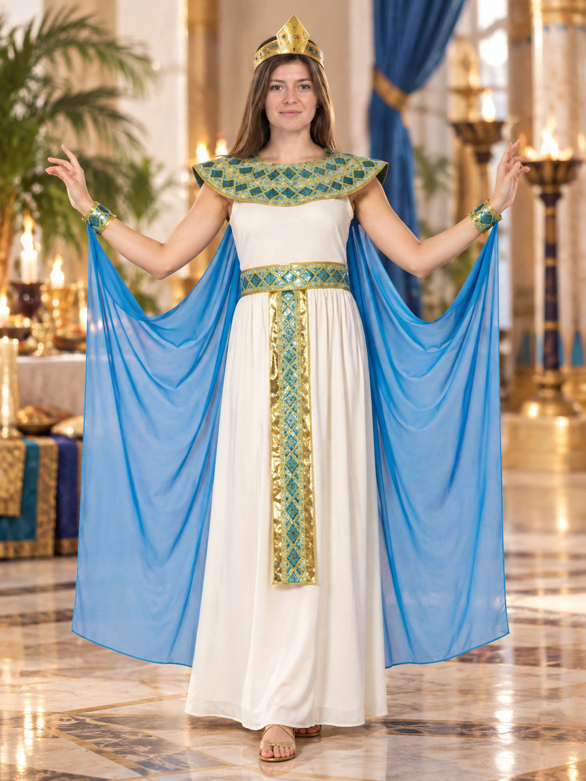 Blue Egyptian Carnival Costume with Headpiece