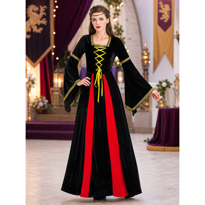 Long Medieval Carnival Dress with Lace-Up Front lifestyle view