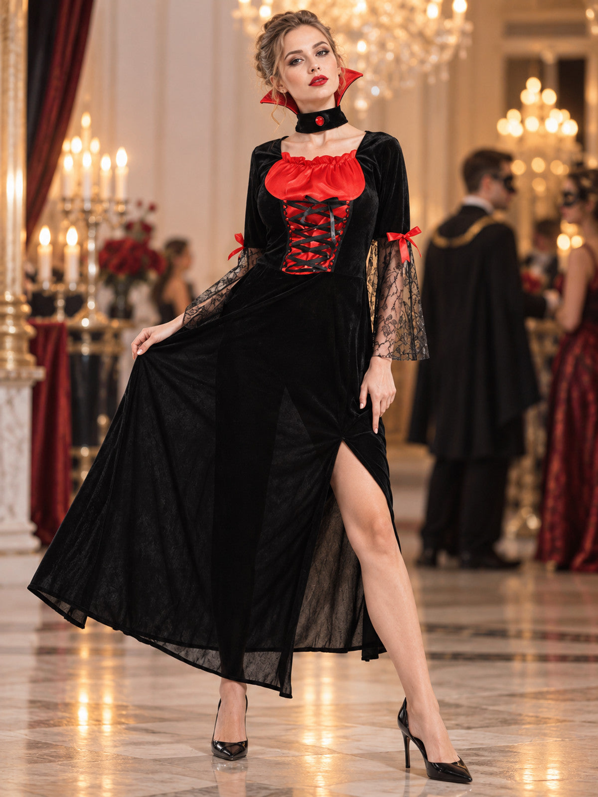 Carnival Costume: Black Dress with Red Accents