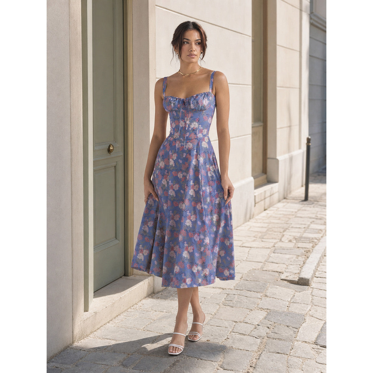 Women's floral-print strappy dress