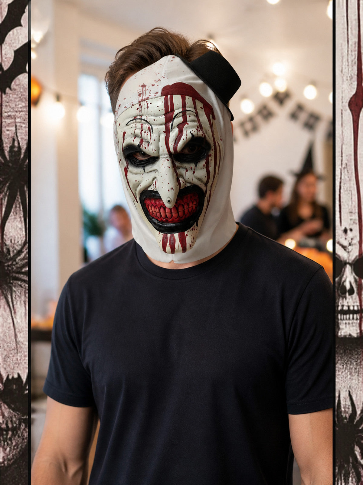 Halloween Clown Mask with Red Teeth and Blood lifestyle view