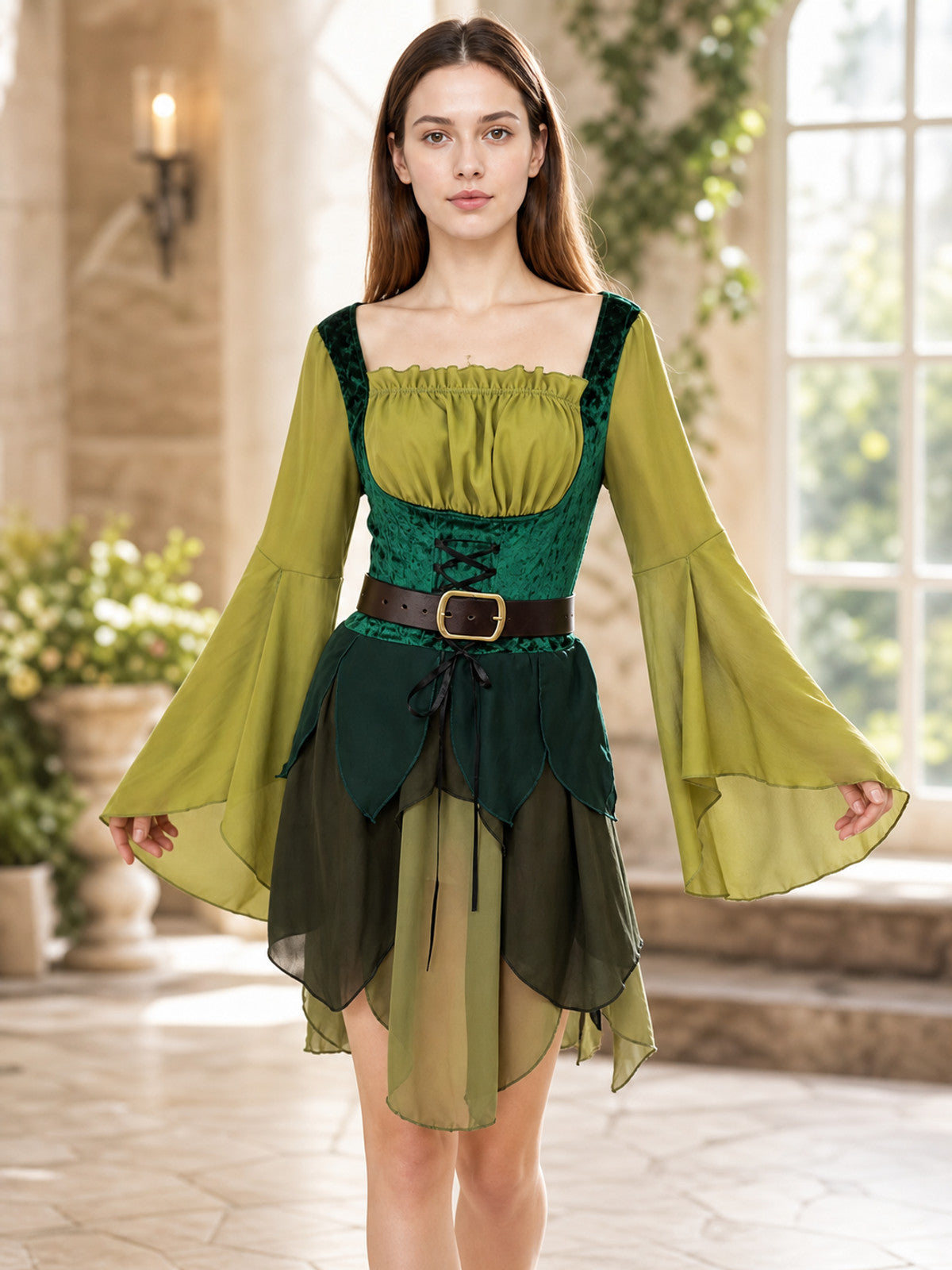 Fantasy Dress with Belt for Cosplay and Celebrations lifestyle view