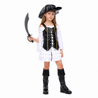 Children's Pirate Costume with Ruffled Skirt and Vest Costumes detail