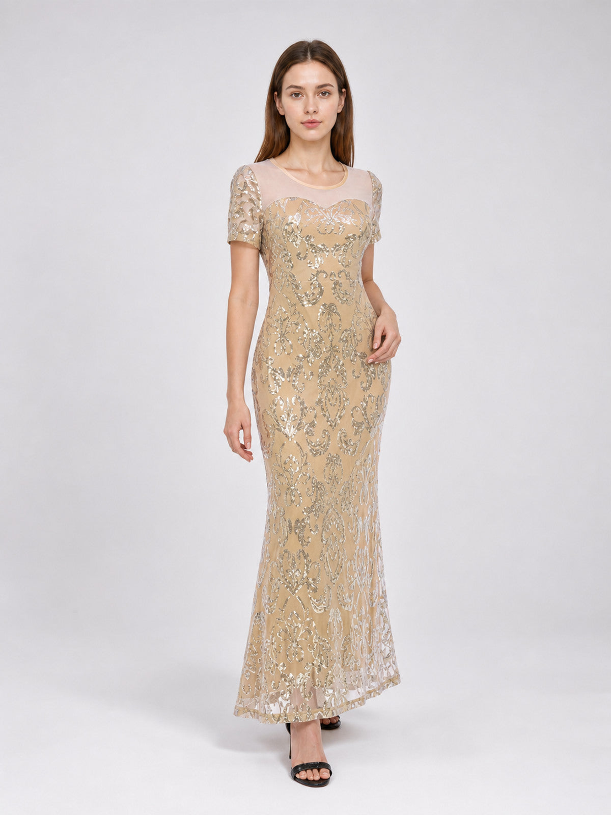 Long Evening Dress with Sequins and Pattern Costume Dresses detail