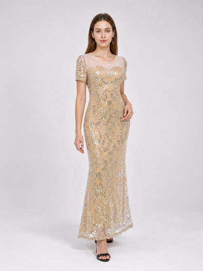 Long Evening Dress with Sequins and Pattern Costume Dresses detail