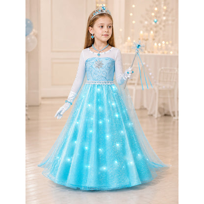 Blue Carnival Costume with LED Lights for Halloween lifestyle view