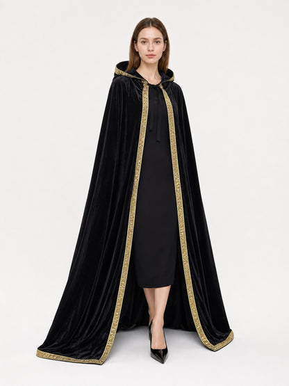 Black Hooded Medieval Carnival Cloak