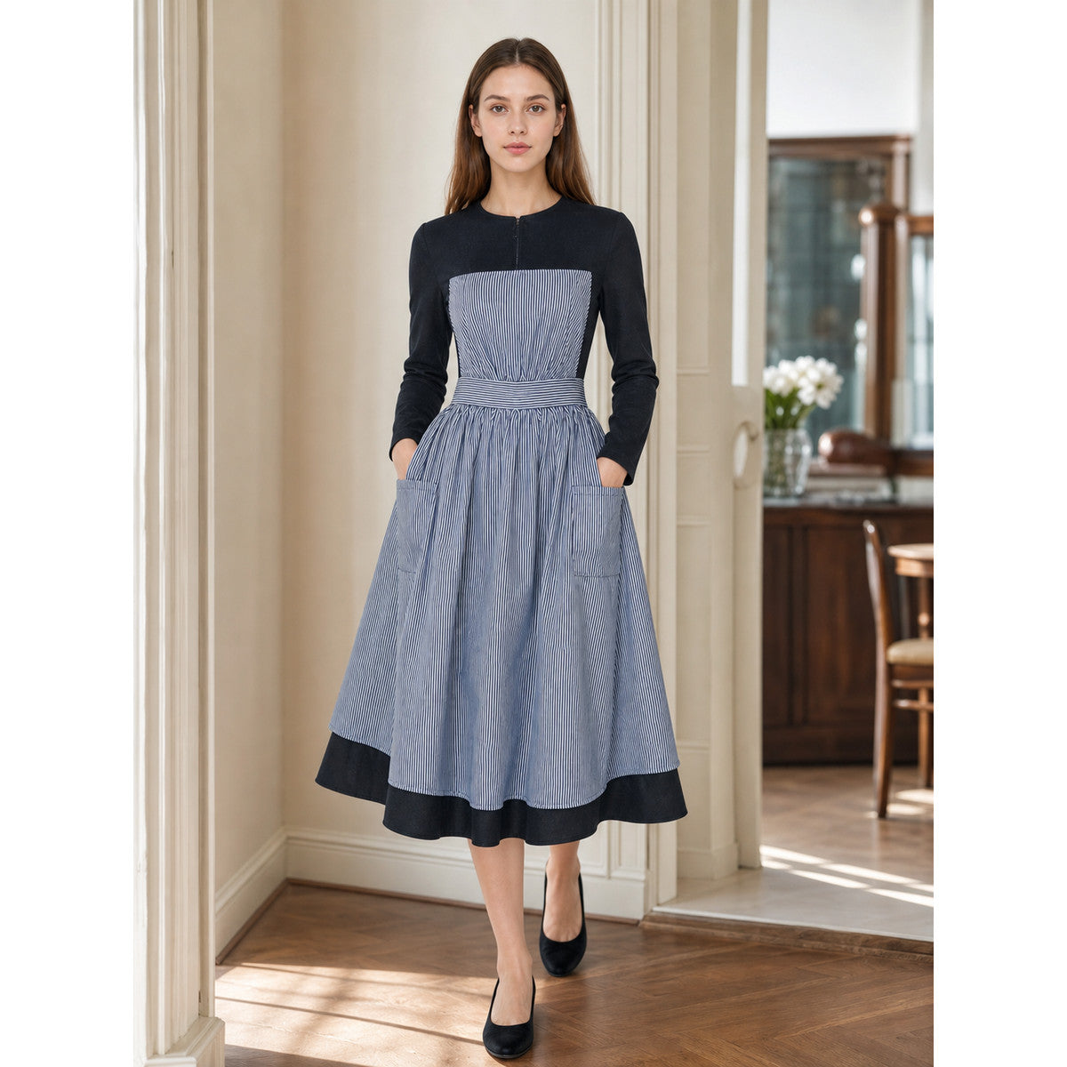 Maria Cosplay Dress, Long Sleeves, High Waist lifestyle view
