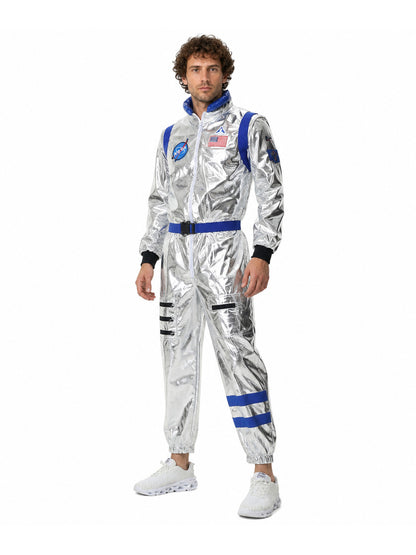 Silver Astronaut Costume with Blue Stripes