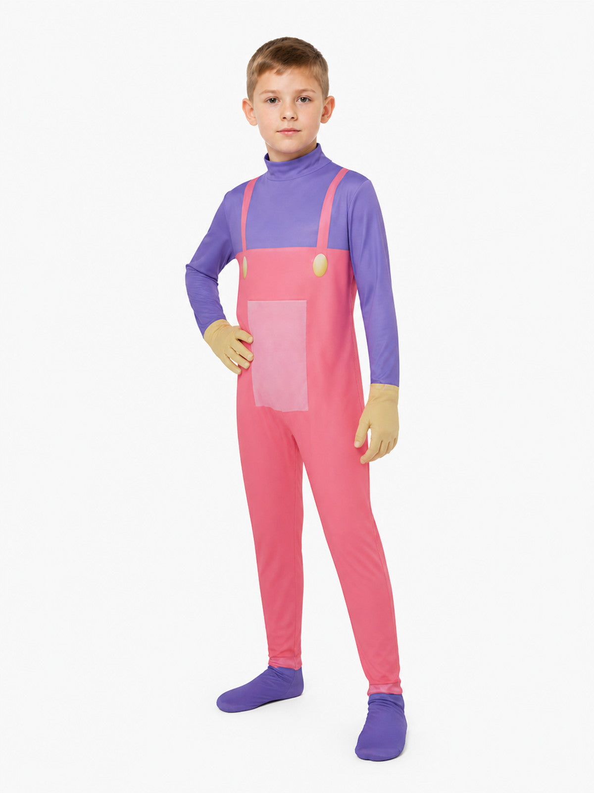 Circus Clown Cosplay Jumpsuit, Pink and Purple Costumes detail