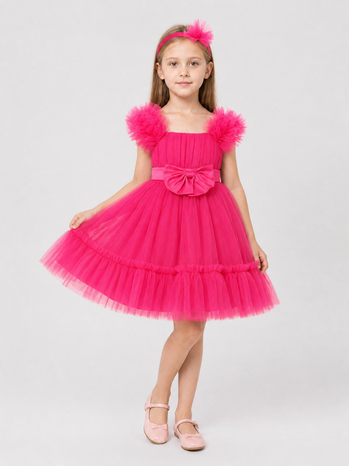 Dressy Layered Dress with Bow, Pink Costume Dresses detail