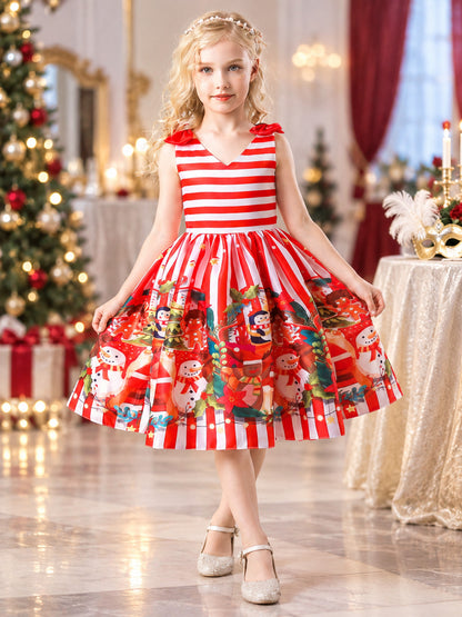Kids' Holiday Dress with Christmas Print