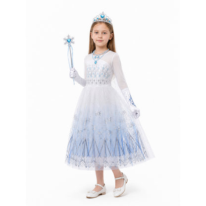 Snow Queen Costume with Crown and Magic Wand Costume Headwear detail